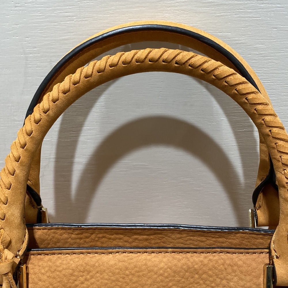 REBECCA MINKOFF “Regan” Tan Nubuck Fringed Leather Satchel - Picture 7 of 16